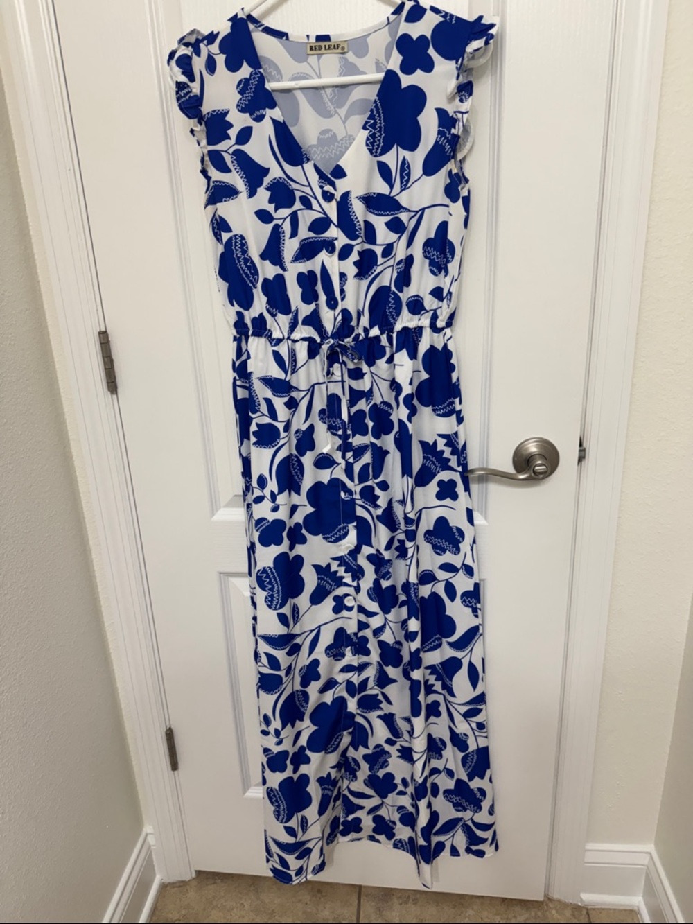 Blue & White Floral Wrap Maxi Dress by